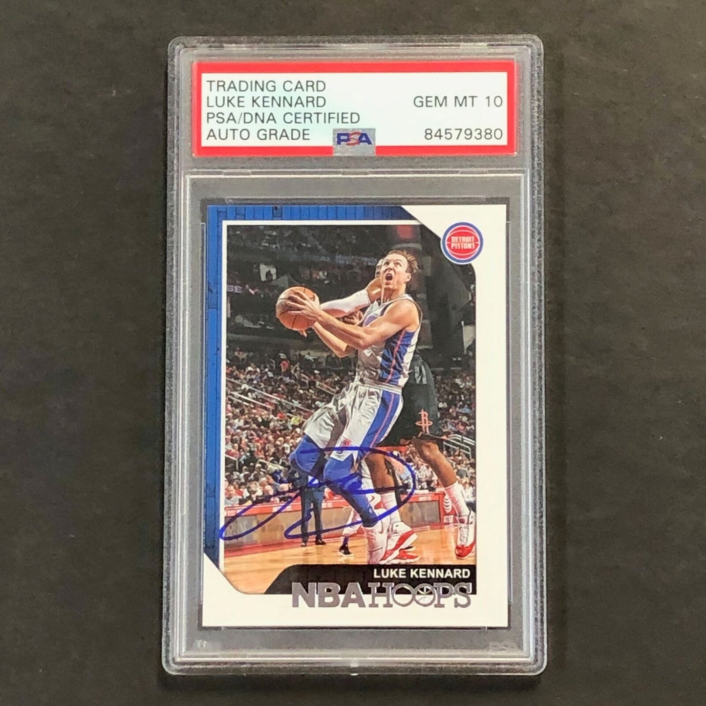 2018-19 NBA Hoops #124 Luke Kennard Signed Card AUTO 10 PSA Slabbed Pistons