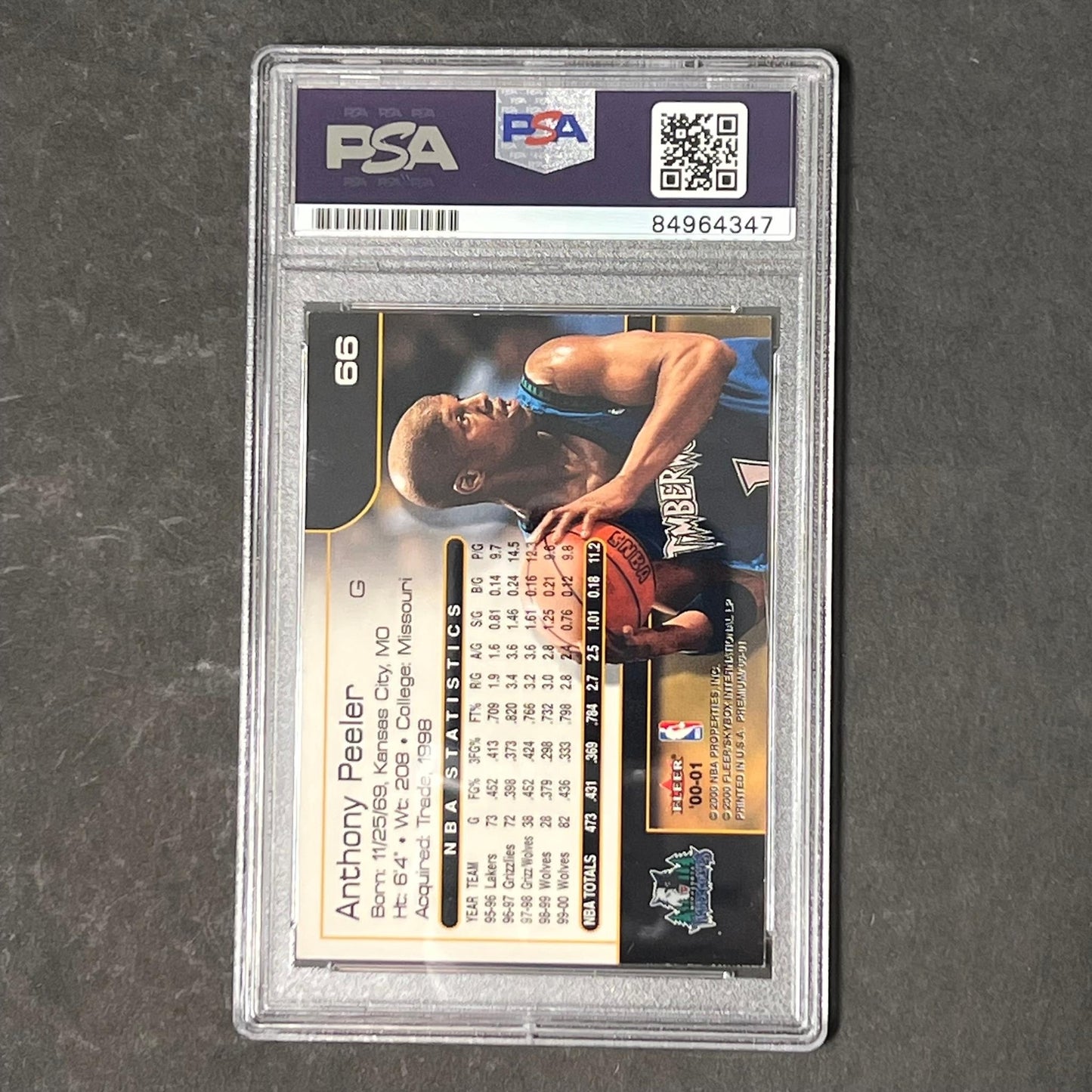 2000-01 Fleer Premium #66 Anthony Peeler Signed Card AUTO PSA Slabbed Timberwolv