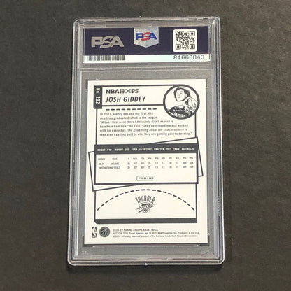 2021-22 NBA Hoops #202 Josh Giddey Signed Card AUTO PSA Slabbed RC Thunder