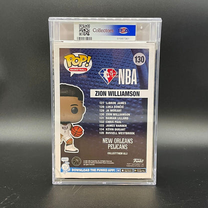 Zion Williamson Encapsulated Funko Pop #130 PSA NM 7 FASC Pelicans