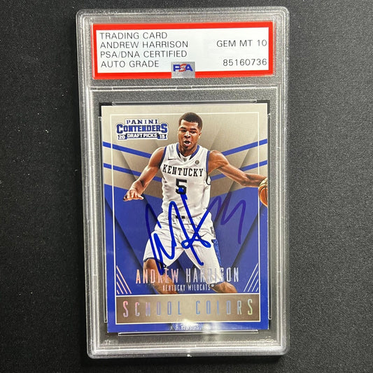 2015-16 Contenders Draft Picks #3 Andrew Harrison Signed Card AUTO 10 PSA Slabbe