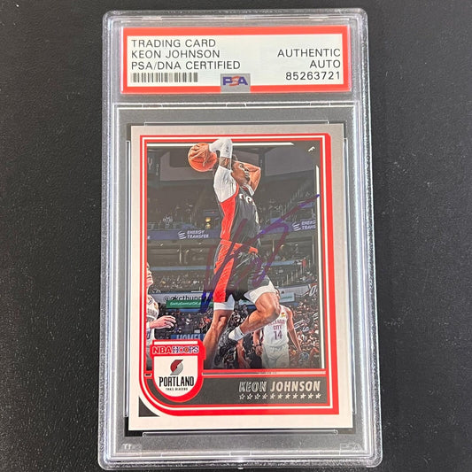 2022-23 Panini Hoops #213 Keon Johnson Signed Card AUTO PSA Slabbed Blazers