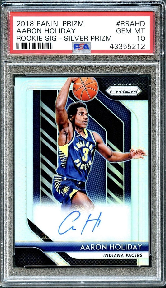 2018 Panini Prizm Aaron Holiday Rookie Signatures Auto Silver Prizm PSA 10 Gem M