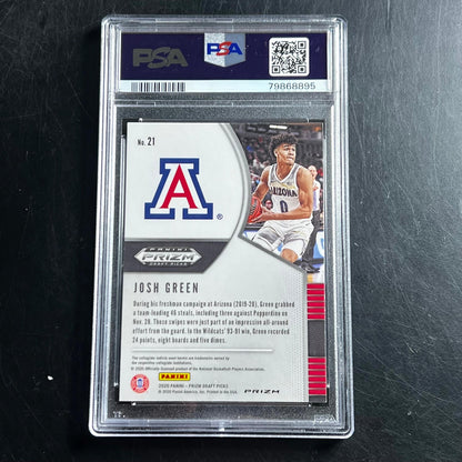 2020-21 Panini Prizm DP Green Prizm #21 Josh Green Signed Card PSA 9 Slabbed RC
