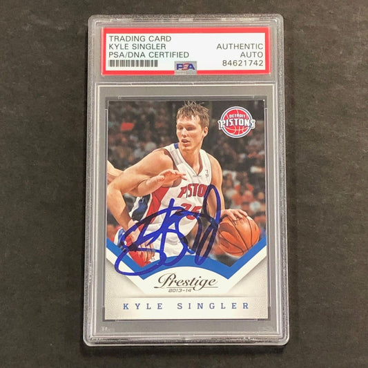 2013-14 Panini Prestige #7 Kyle Singler Signed Card AUTO PSA Slabbed Pistons