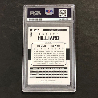 2015-16 NBA Hoops #297 Darrun Hilliard Signed Card AUTO 10 PSA Slabbed RC Piston