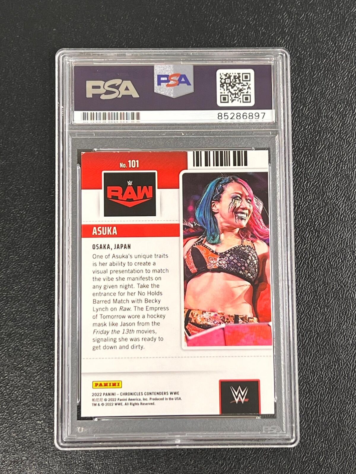 2022 Panini Chronicles Contenders RAW #101 Asuka Signed Card AUTO PSA/DNA Slabbe