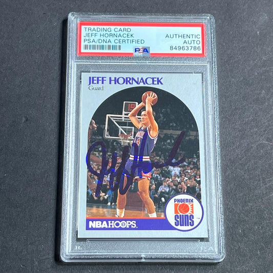 1990-91 NBA Hoops #236 Jeff Hornacek Signed AUTO PSA Slabbed Suns