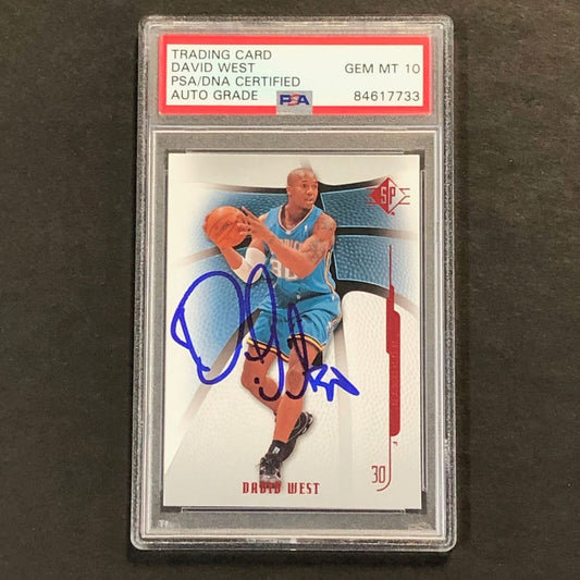 2008-09 SP Authentic #86 David West Signed Card AUTO 10 PSA Slabbed Hornets