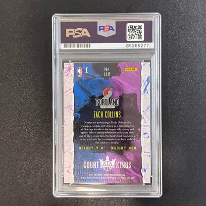 2017-18 Panini Court Kings #112 ZACH COLLINS Signed Card AUT0 PSA Slabbed RC Bla
