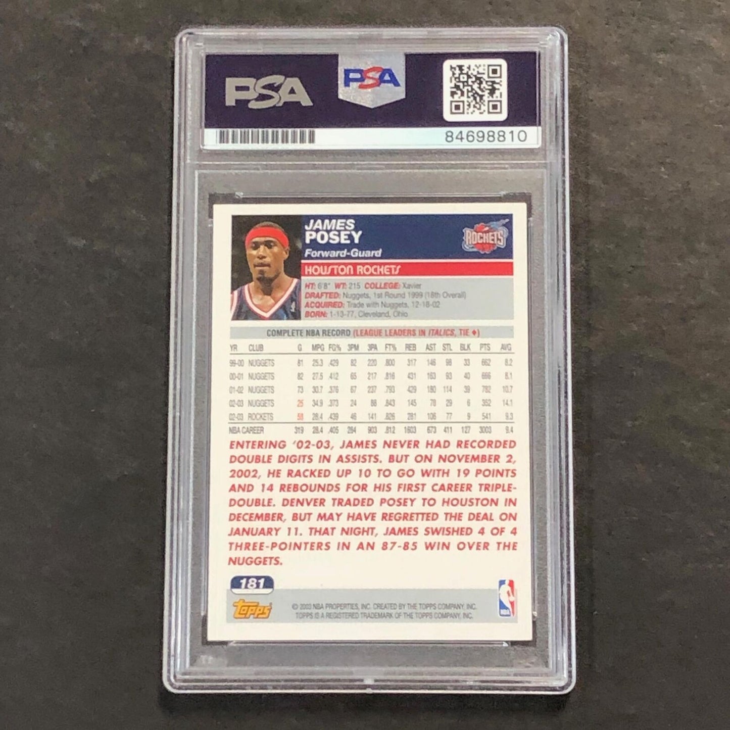 2003-04 Topps Basketball #181 James Posey Signed Card AUTO PSA Slabbed Rockets