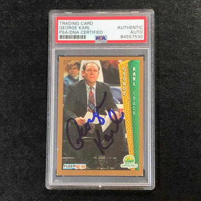 1992-93 Fleer Basketball #212 George Karl Signed AUTO PSA Slabbed Supersonics