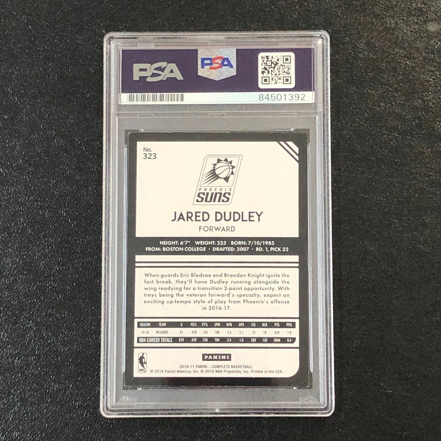 2016-17 Panini Complete #32 Jared Dudley Signed Card AUTO PSA Slabbed Suns