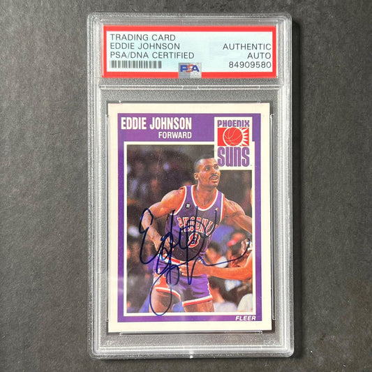 1989-90 Fleer #122 Eddie Johnson Signed Card AUTO PSA/DNA Slabbed Suns