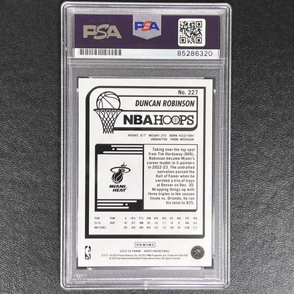 2023-24 Panini NBA Hoops #227 Duncan Robinson Signed Card AUTO 10 PSA/DNA Slabbe