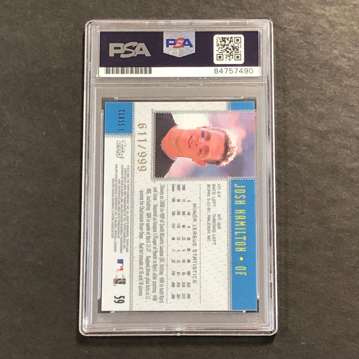 2001 Topps Gold Label #59 Josh Hamilton Signed Card PSA Slabbed Auto 9 MLB
