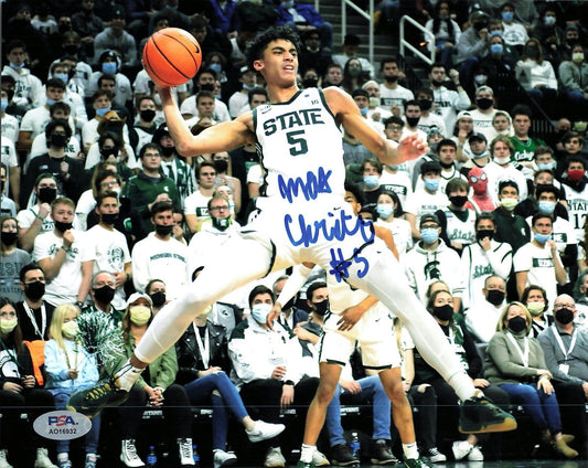 MAX CHRISTIE Signed 8x10 photo PSA/DNA Michigan State Autographed