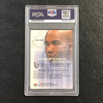 2000-01 Fleer Focus Arena Vision #AV15 Stephon Marbury Signed Card AUTO PSA Slab