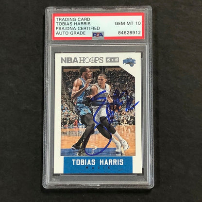 2015-16 NBA Hoops #90 Tobias Harris Signed Card AUTO 10 PSA Slabbed Magic