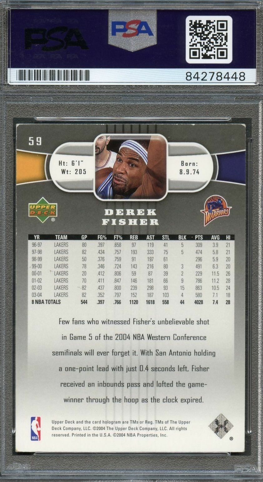 2004 Upper Deck #59 Derek Fisher Signed Card AUTO PSA Slabbed Warriors