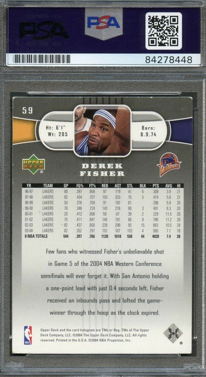 2004 Upper Deck #59 Derek Fisher Signed Card AUTO PSA Slabbed Warriors