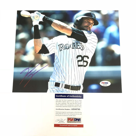 David Dahl signed 8x10 photo PSA/DNA Colorado Rockies Autographed