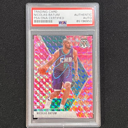 2019-20 Panini Mosaic #102 Nicolas Batum Signed Card AUTO PSA Slabbed Hornets