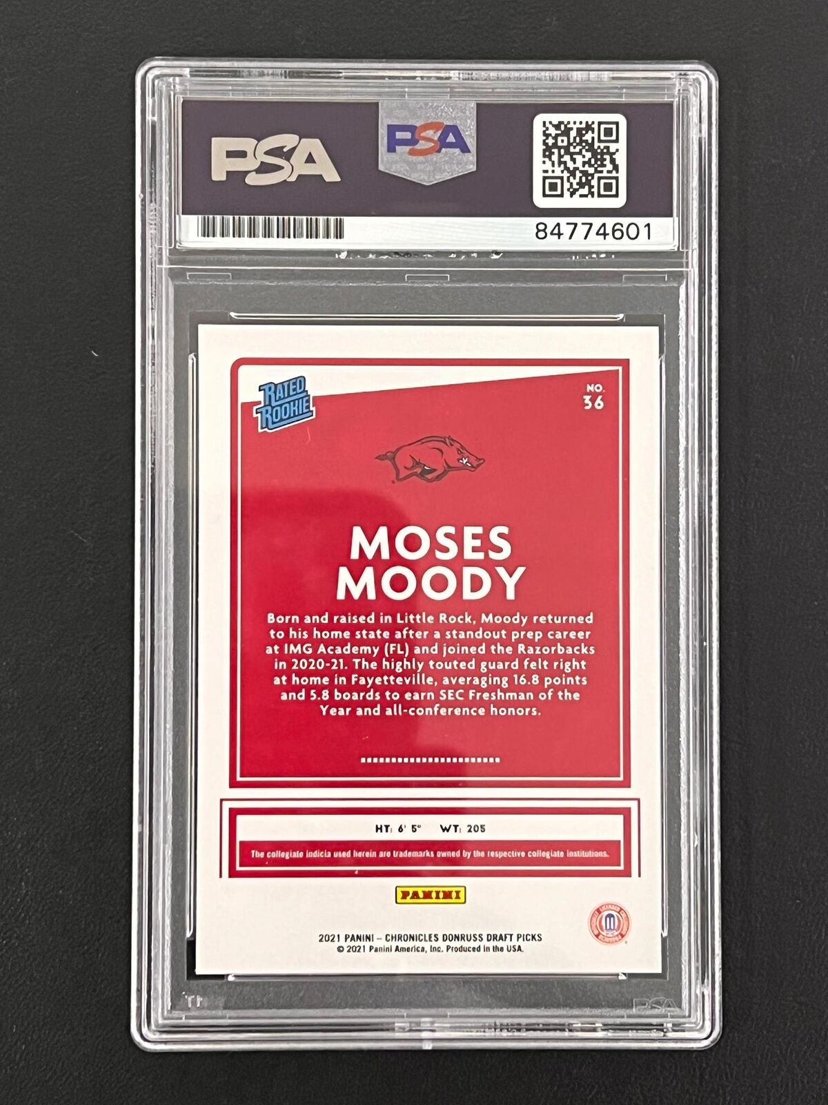 2021-22 Panini Chronicles Donruss Draft Picks #36 Moses Moody Signed Card AUTO P