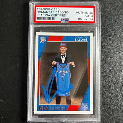 2016-17 NBA HOOPS #271 DOMANTAS SABONIS Signed Card AUTO PSA Slabbed RC Thunder