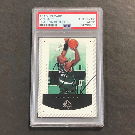 2002-03 SP Authentic #8 Vin Baker Signed Card AUTO PSA/DNA Slabbed Celtics