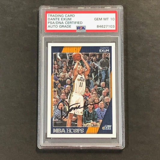 2016-17 NBA Hoops #195 Dante Exum Signed Card AUTO GRADE 10 PSA Slabbed Jazz