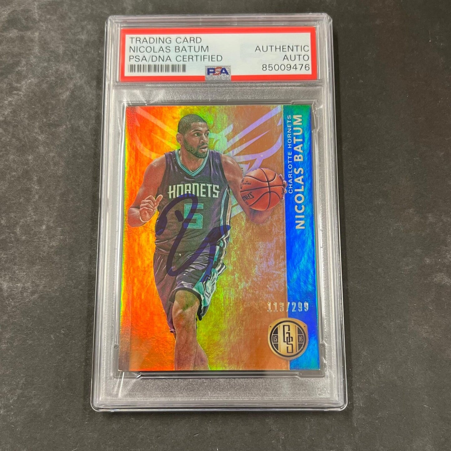 2015-16 Panini Gold Standard #67 Nicolas Batum Signed Card AUTO PSA Slabbed Horn