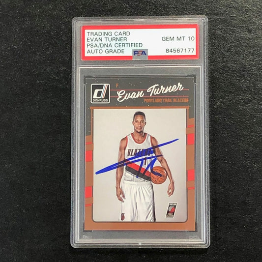 2016-17 Donruss Basketball #132 Evan Turner Signed Card AUTO 10 PSA Slabbed Trai