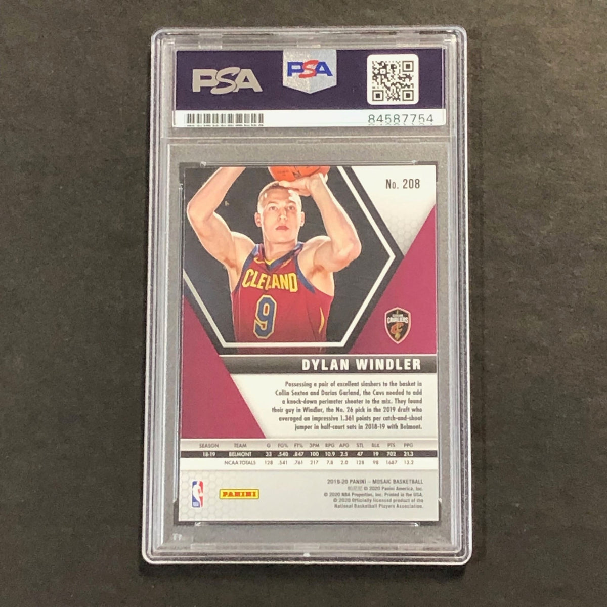 2019-20 Panini Mosaic #208 Dylan Windler Signed Card AUTO PSA Slabbed RC Cavalie