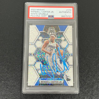 2022-23 Panini Mosaic #174 Wendell Carter Jr Signed Card PSA/DNA AUTO Slabbed Ma