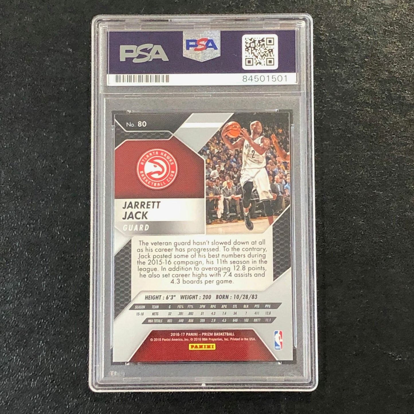 2016-17 Panini Prizm #80 Jarrett Jack Signed Card AUTO PSA Slabbed Nets