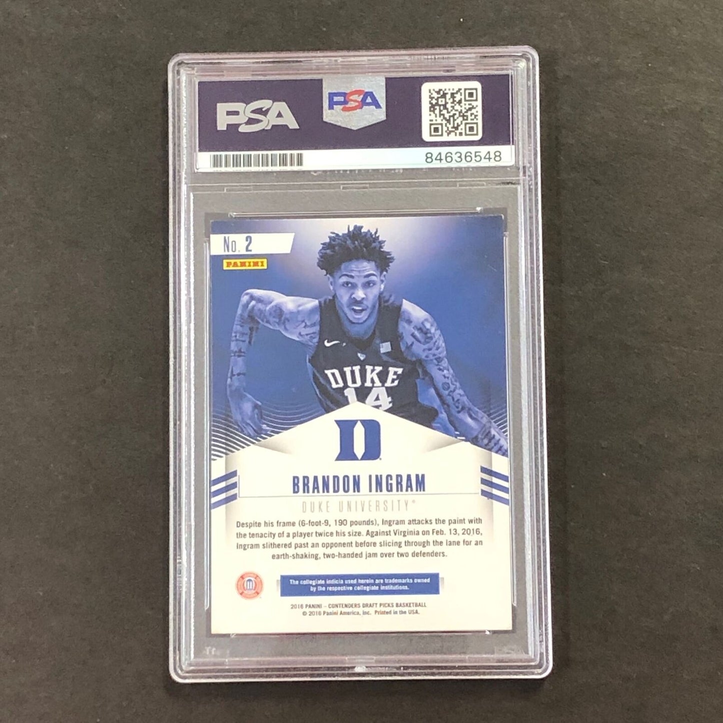 2016-17 PANINI Contenders Draft Picks #2 Brandon Ingram Signed Card AUTO PSA Sla