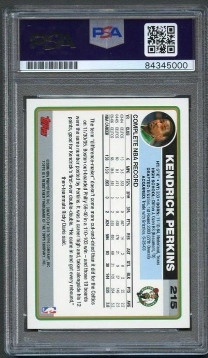 2006-07 Topps #215 Kendrick Perkins Signed Card AUTO PSA/DNA Slabbed RC Celtics
