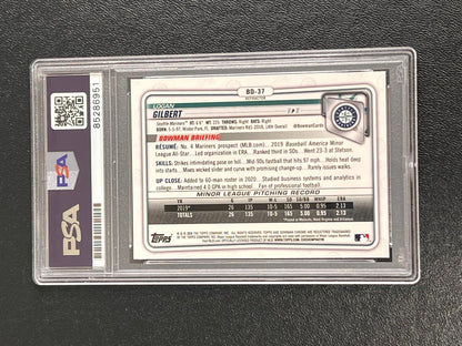 2020 Topps Bowman Chrome #BD-37 Logan Gilbert Signed Card PSA/DNA Slabbed AUTO M