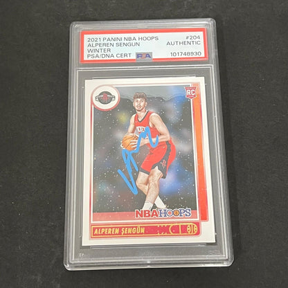 2021-22 Panini NBA Hoops Winter #204 Alperen Sengun signed Card PSA AUTO Slabbed