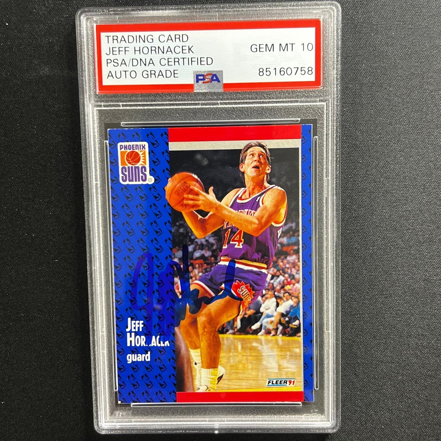 1991 Fleer #160 Jeff Hornacek Signed AUTO 10 PSA/DNA Slabbed Suns