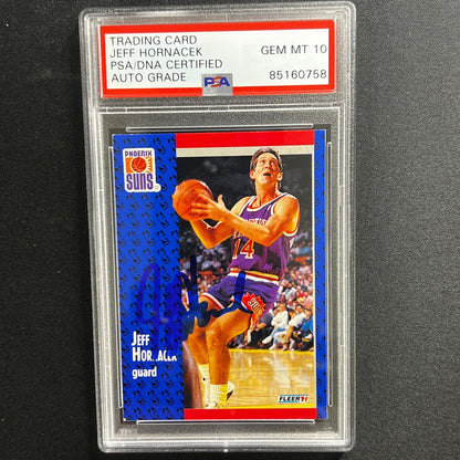 1991 Fleer #160 Jeff Hornacek Signed AUTO 10 PSA/DNA Slabbed Suns