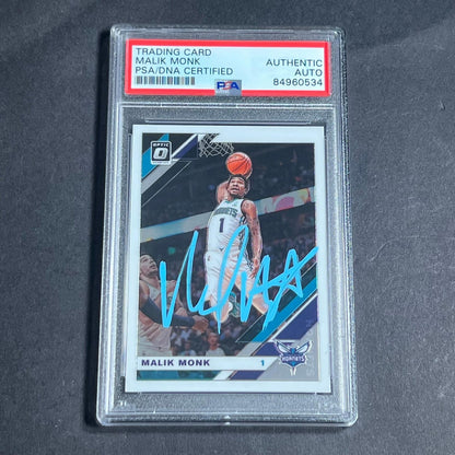 2019-20 Panini Donruss Optic #14 Malik Monk Signed Card AUTO PSA Slabbed Hornets