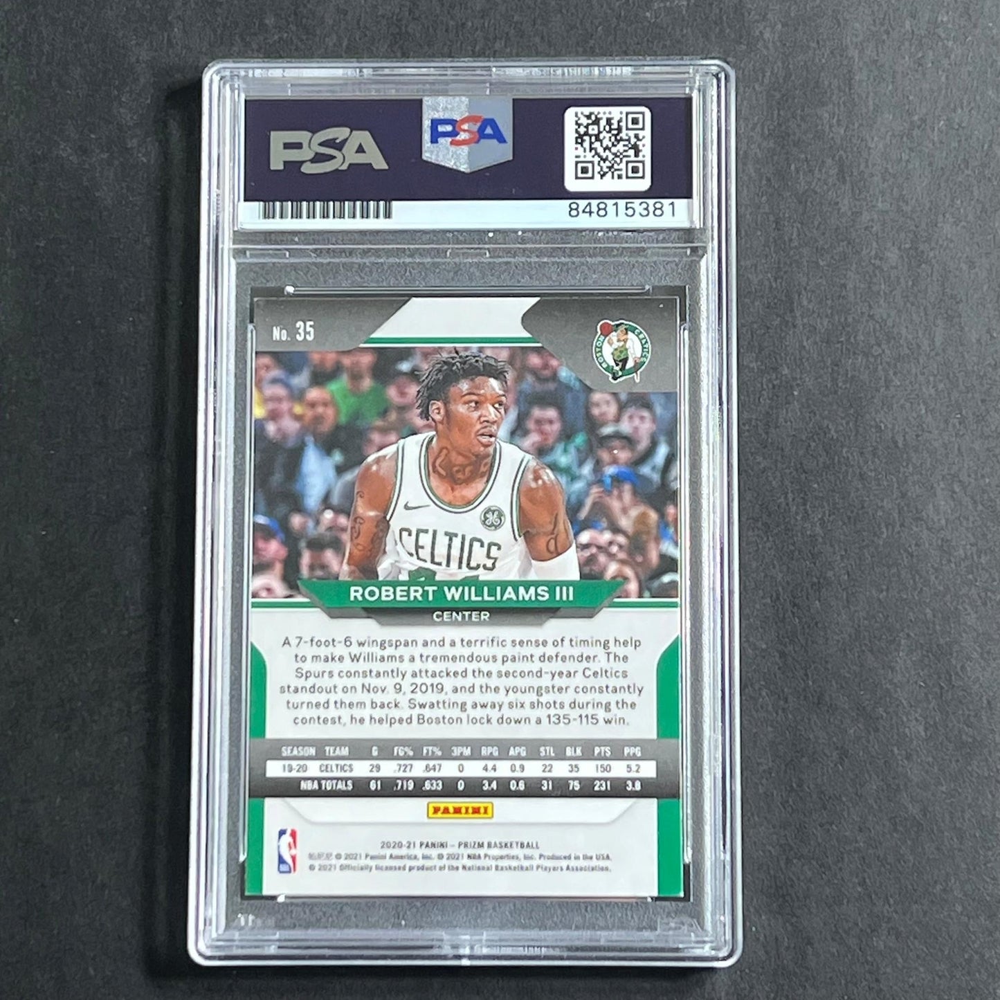 2020-21 Panini Prizm #35 Robert Williams III Signed Card PSA Slabbed Celtics