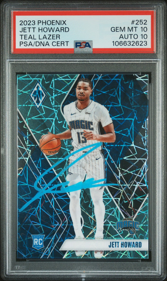 2023 Panini Phoenix #252 Jett Howard Teal Lazer signed card PSA 10 Auto 10