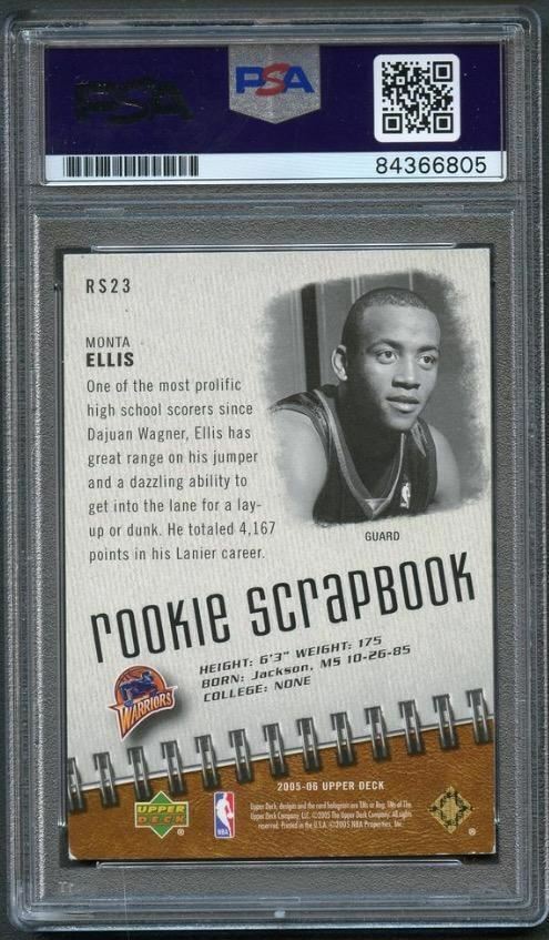 2005-06 Upper Deck Scrapbook #23 MONTA ELLIS Signed Card AUTO PSA Slabbed Warrio