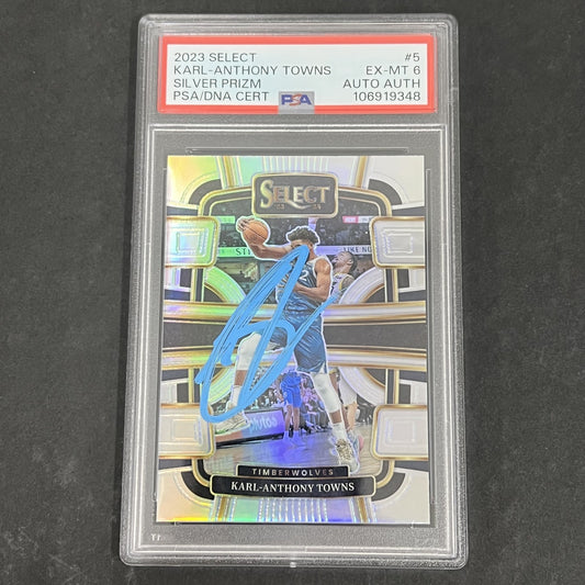 2023 Panini Select #5 Karl-Anthony Towns Silver Prizm signed card PSA 6 Auto A