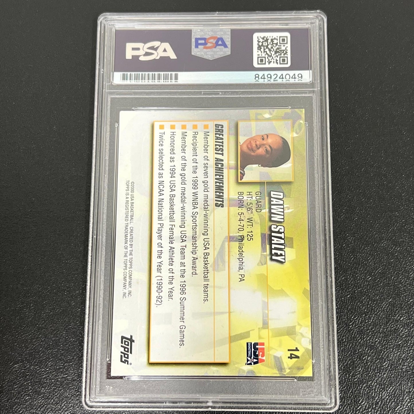 2000 Topps Team USA #14 Dawn Staley Signed Card AUTO PSA/DNA Slabbed Comets