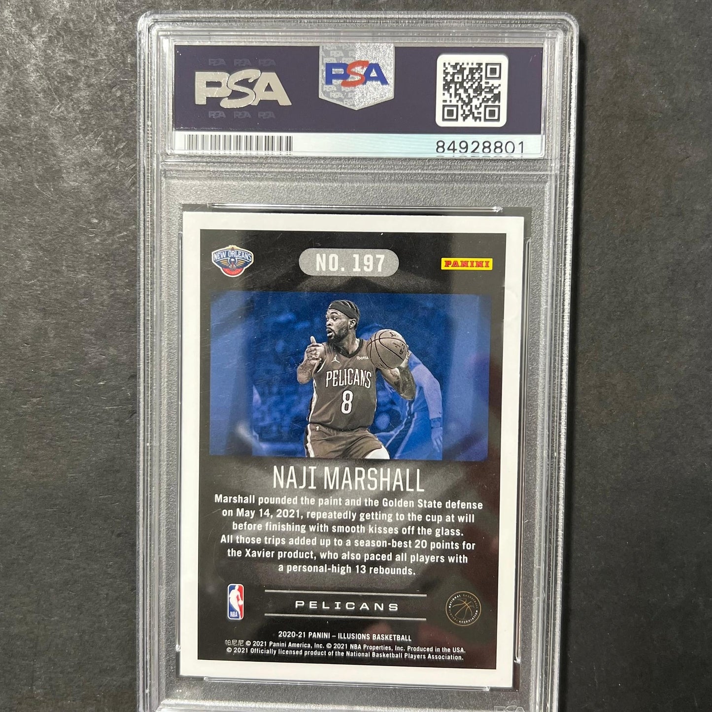 2020-21 Panini Illusions #197 Naji Marshall Signed Card AUTO PSA Slabbed Pelican