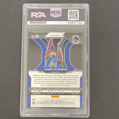 2020 PANINI PRIZM #268 James Wiseman Signed Card AUTO 10 PSA Slabbed RC Warriors